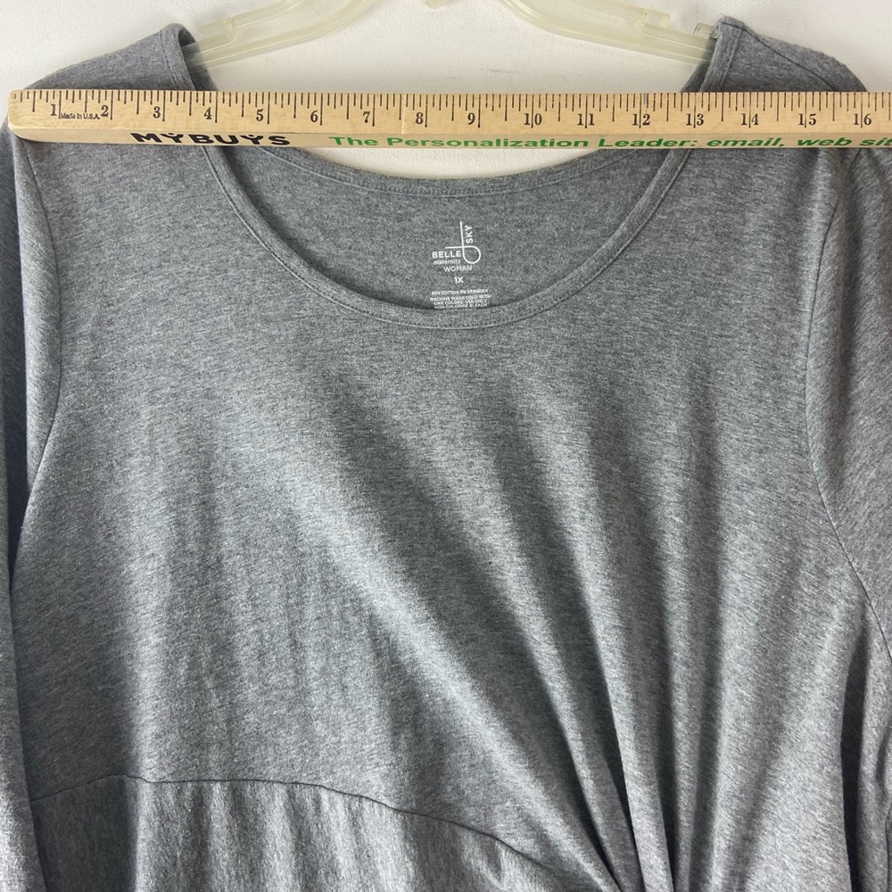 Belle Sky Gray Jersey Long Sleeve Maternity Dress Sz 1X (sku 191) - Picture 12 of 13
